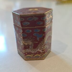 Antique-Style Red Cloisonné Dragon Trinket Box